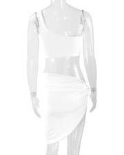 Single Shoulder Tank Top Irregular Skirt 2 Piece Set YMYF 0896