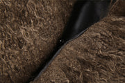 Fur Patchwork Leather V Neck Coat DLSF K25L85062