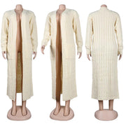 Solid Color Long Twist Sweater Cardigan Coat FSXF F380