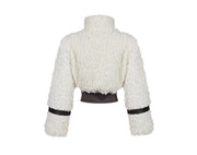 Faux Fur Collar Patchwork Leather Jacket with Lining YMEF 58015