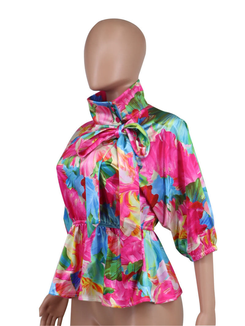 Casual Loose Tie Up Shirt XHXF 8691