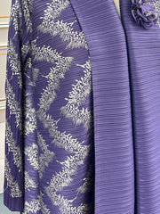 Pleated Print Cardigan Long Coats GZRF 77102