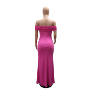 One Shoulder Solid Color Split Maxi Dress CYA 902371