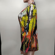 Casual Print Long Sleeve Blazer XMY 9393