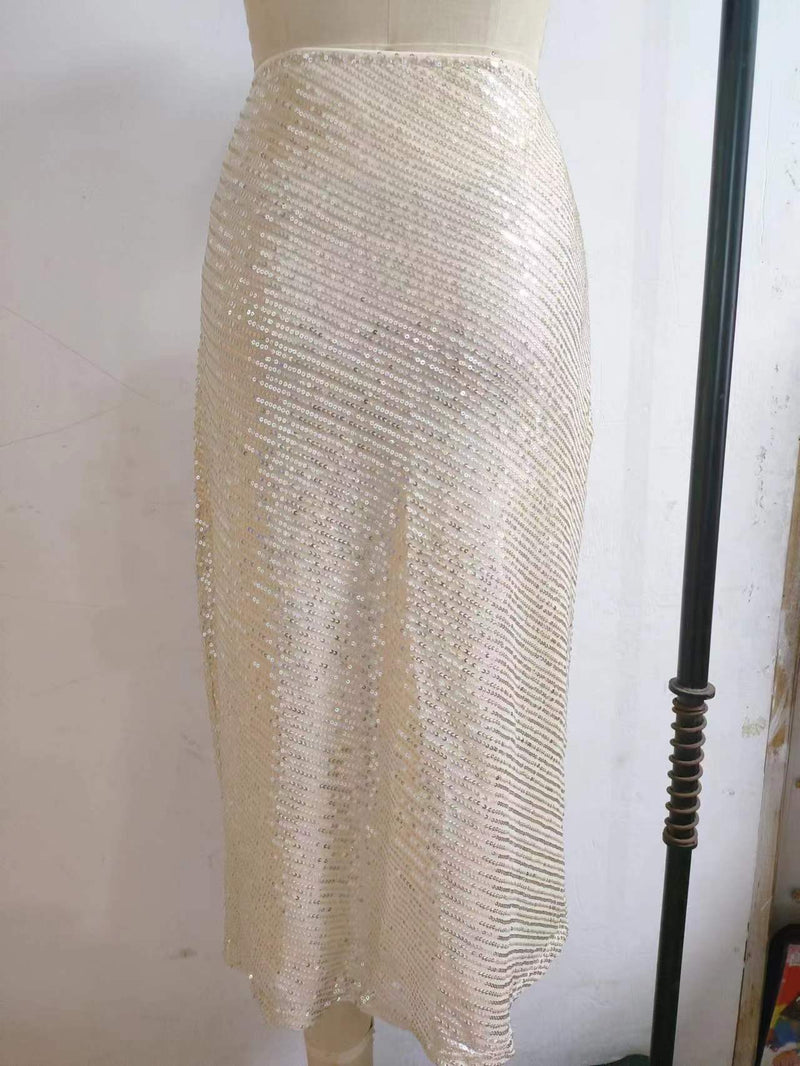Solid Color Sequin Half Body Skirt GYOM 8886