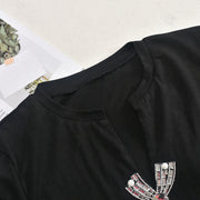 Split Hot Drill Short Sleeve T Shirt GFRT 41209THG