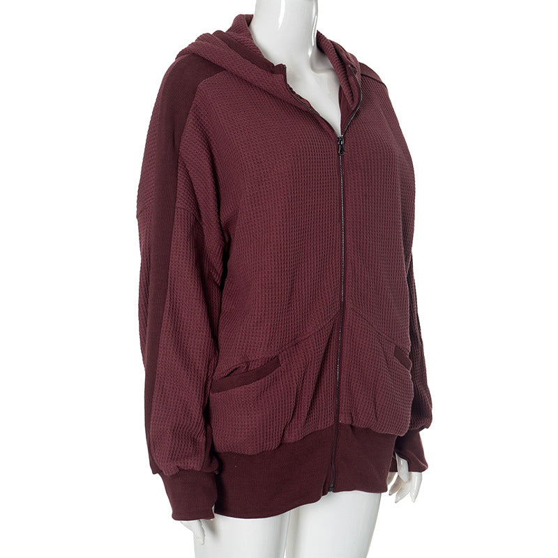 Solid Color Long Sleeve Hooded Coat GSZM ZTP1387