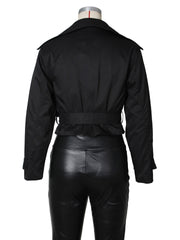 Double breasted Lapel Tie Up Coat ZSD 0776