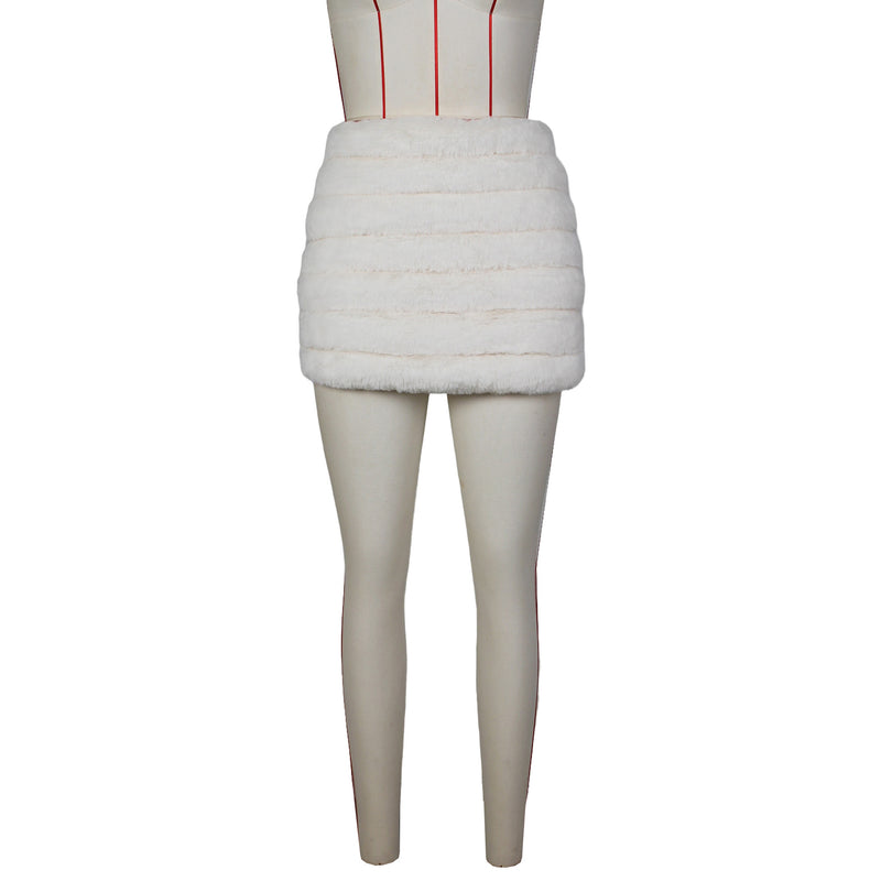 Solid Color Zipper Plush MIni Skirt ZSD 0626