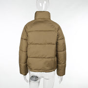 Long Sleeve Standing Collar Solid Color Cotton Jacket FL 23469