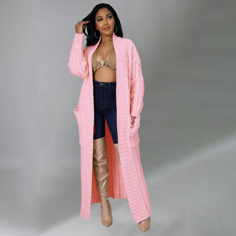Plus Size Fashion Long Sleeve Long Sweater Jacket GOSD 6813