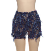 Stripe Tassel Slim Mini Skirts GZJQ K24J49458