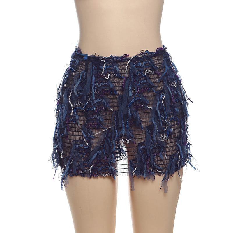 Stripe Tassel Slim Mini Skirts GZJQ K24J49458