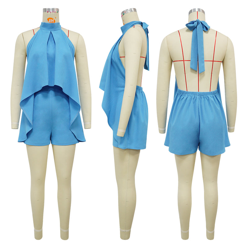 Solid Color Sleeveless Backless Romper YF 20205