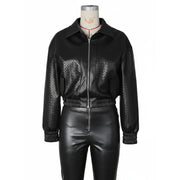PU Leather Loose Zipper Jackets ZSD 0774