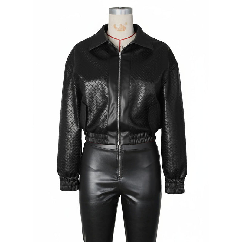 PU Leather Loose Zipper Jackets ZSD 0774