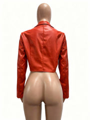Zipper PU Leather Solid Color Jackets CM 9541