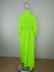 Long Sleeve Stand Collar Long Trench Coat MUE 3453