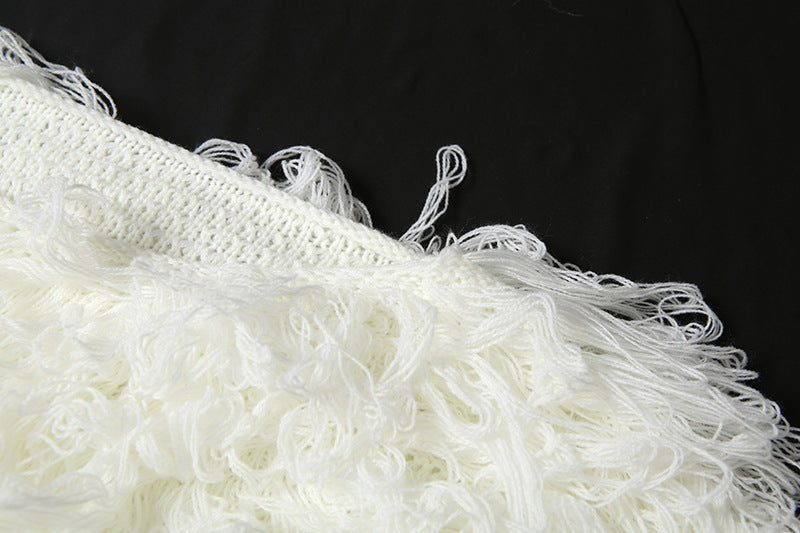 Solid Color Long Sleeve Tassel Tops Coats GZJQ W25L84137