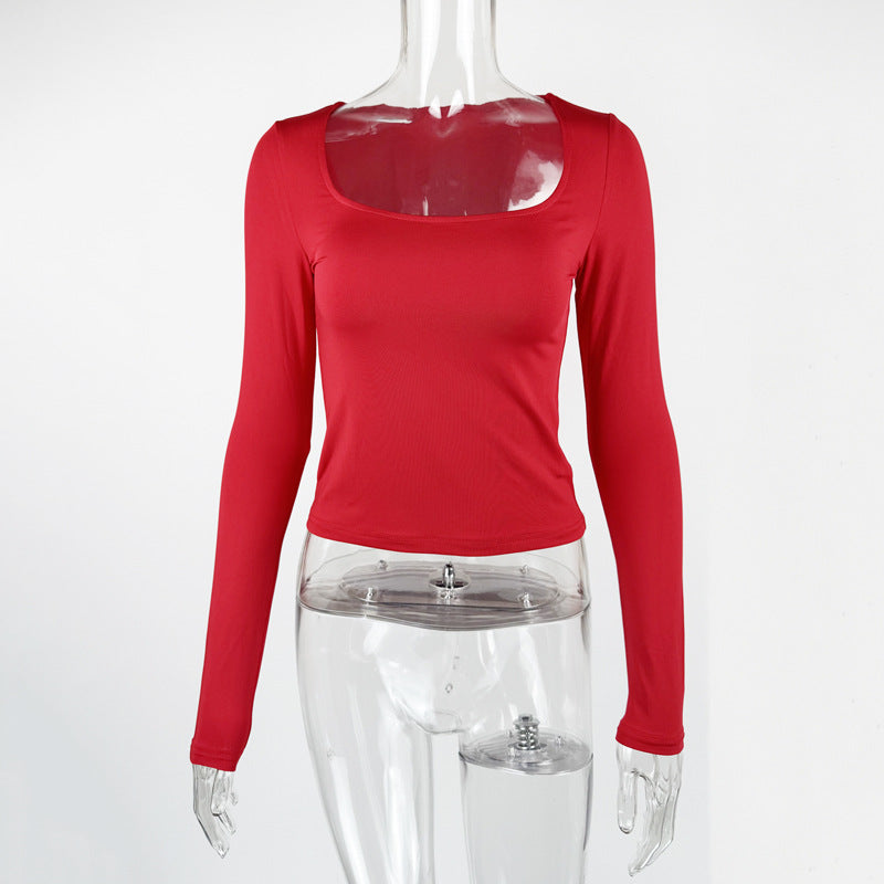 Square Neck Long Sleeve T Shirt GZJF 2590
