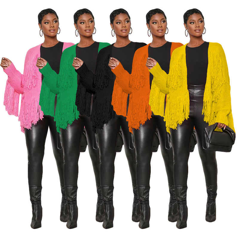Solid Knits Tassel Cardigan Coat TR 1240