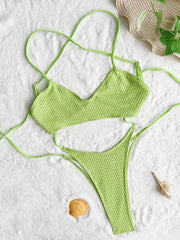 Solid Color Backless Bandage One Piece Swiimsuit CASF 6595