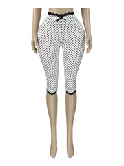 Print Bow Tie Camisole Top Lace Fifth Pants Suit CH 26020