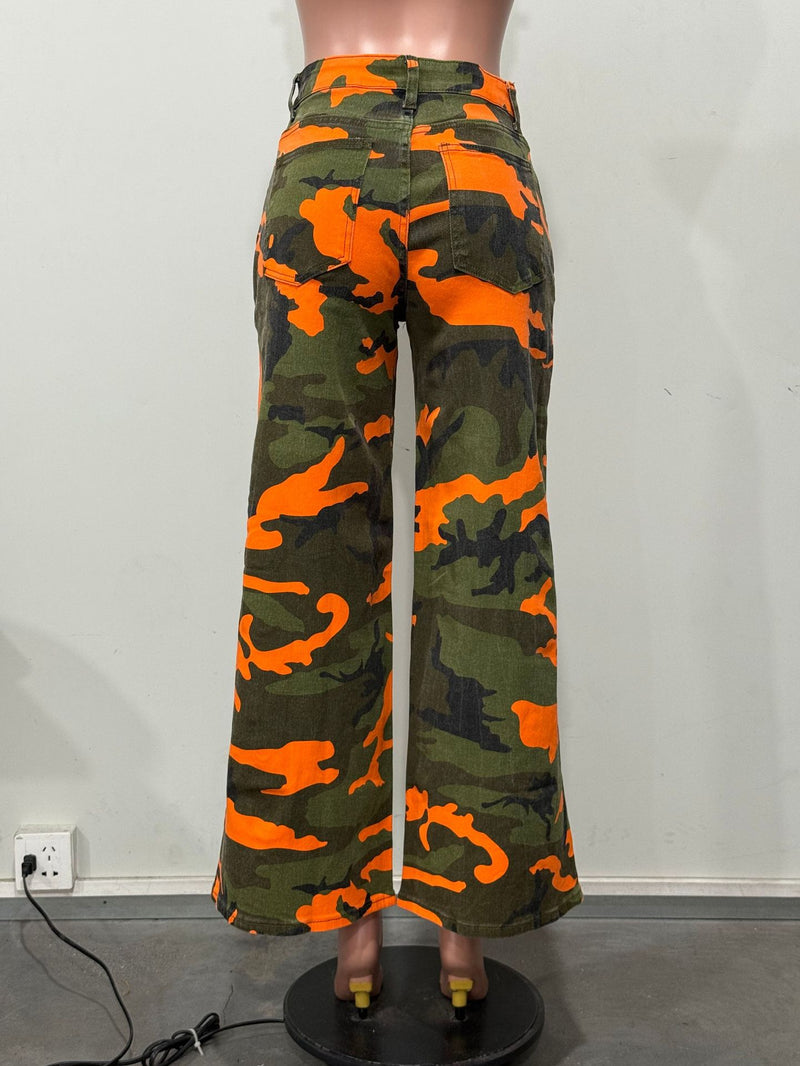 Camouflage Print Loose Jeans OD 8782