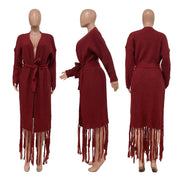 Solid Color Tassel Sweater Coats TR 1220