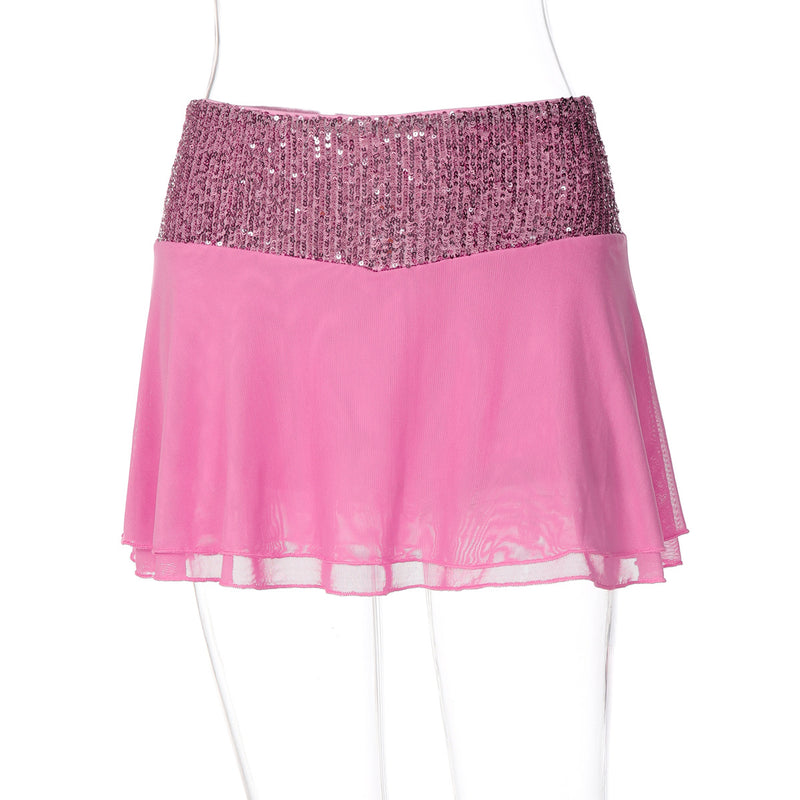 Sequin Patchwork Backless Sling Two Piece Skirts Set LJSF T6421544X
