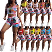 Printed Casual One shoulder Sleeveless Vest FSL 147