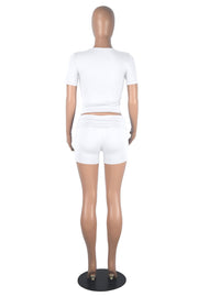 Solid Color Short Sleeve Tops Shorts Suit GXYF 0463
