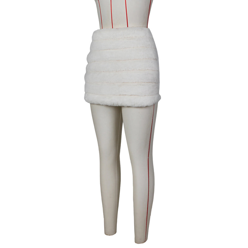Solid Color Zipper Plush MIni Skirt ZSD 0626