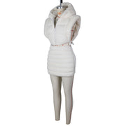 Hooded Short Tie Up Warm Vest Coat ZSD 0625