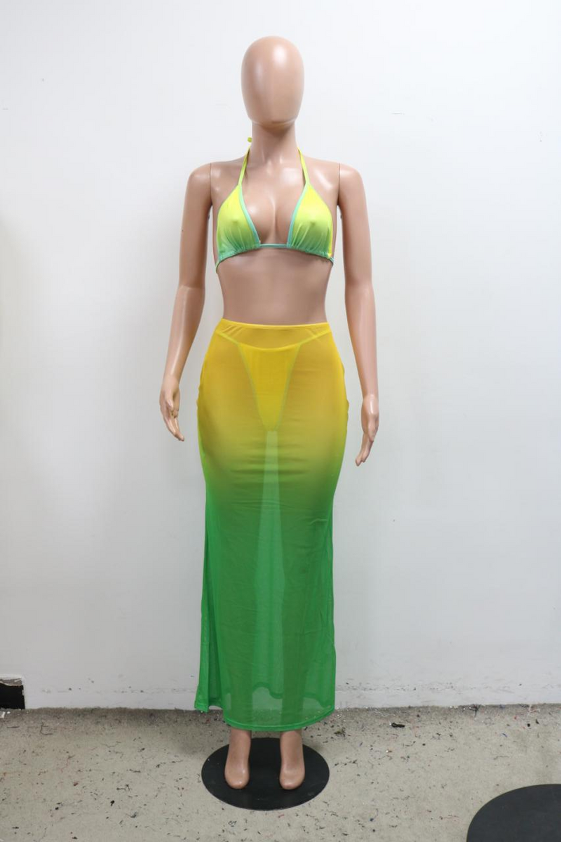 Sexy Print Bikinis 3pcs Swimsuit CYA 901835