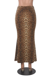 Leopard Print Half length Fishtail Skirt GXYF H0409