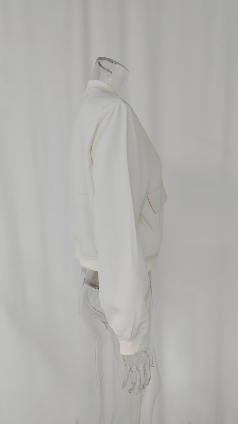 Plus Size Single Breasted Solid Color Long Sleeve Jacket GHHE 24594