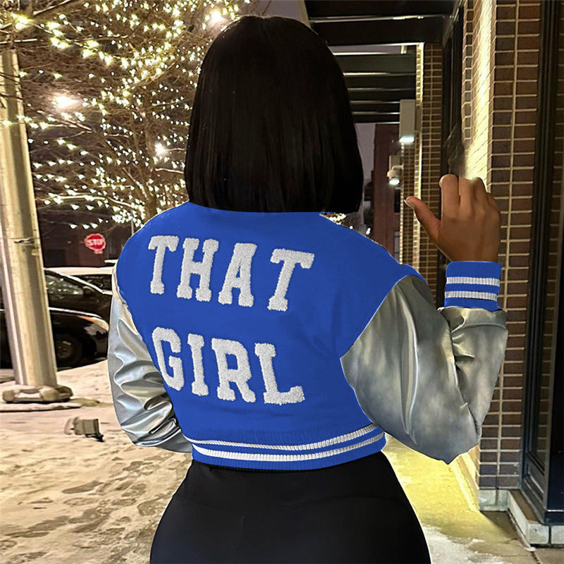 Fashion Embroidery Splicing Slim Baseball Jacket IV 8431
