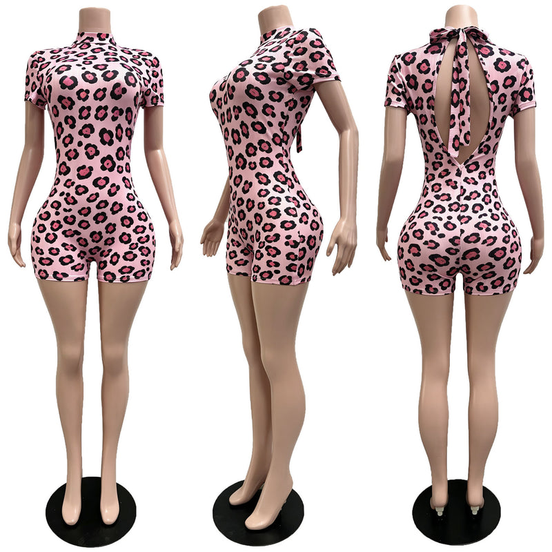 Print Backless Patchwork Romper CM 60413