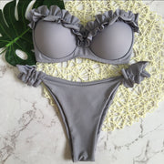 Sexy Pleated Bandeau Bikini Two Piece Sets CASF 8753