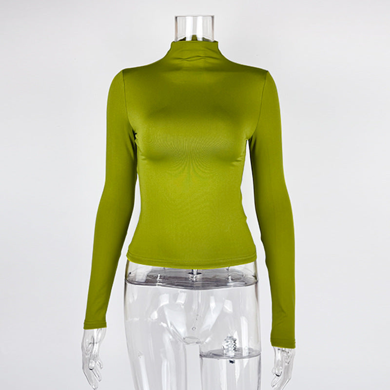 Half High Neck Long Sleeve Bottom Top GZJF 2591