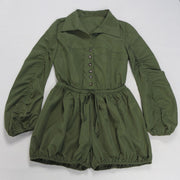 Plus Size Solid Color Drawstring Romper NY 3561
