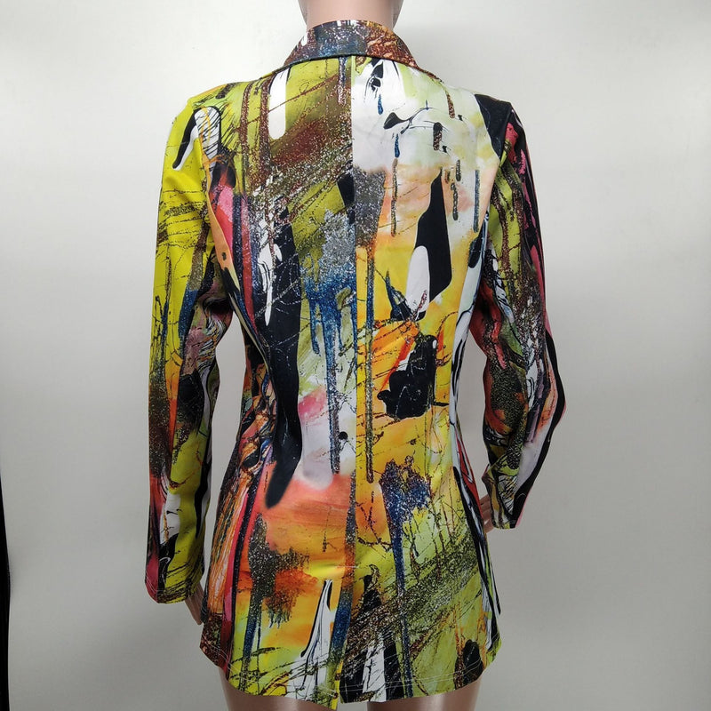 Casual Print Long Sleeve Blazer XMY 9393