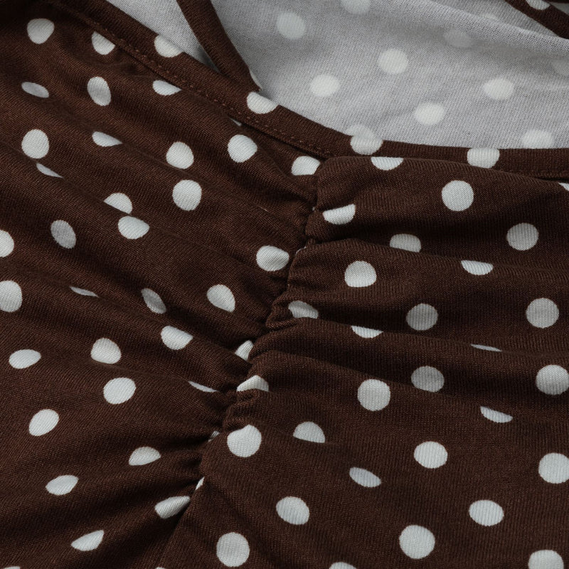 Polka Dots Printed Halterneck Bandage Jumpsuit MZ 26013
