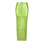 Solid High Waist Split Long Skirt GBTF 7662SG