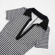 Stripe Print Lapel Seventh Jumpsuit MXBF D26JP197