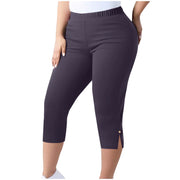 Plus Size Solid Color Split Seventh Pants GYZY 66811