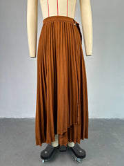 Tie Up Irregular Pleated Long Skirt GCNE 7517