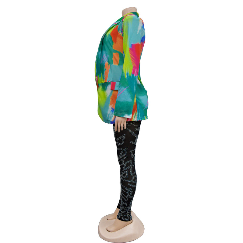 Fashion Print Long Sleeve Blazer BY 6557
