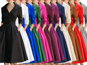 Plus Size Solid Color Long Sleeve Satin Midi Dress BGN 371
